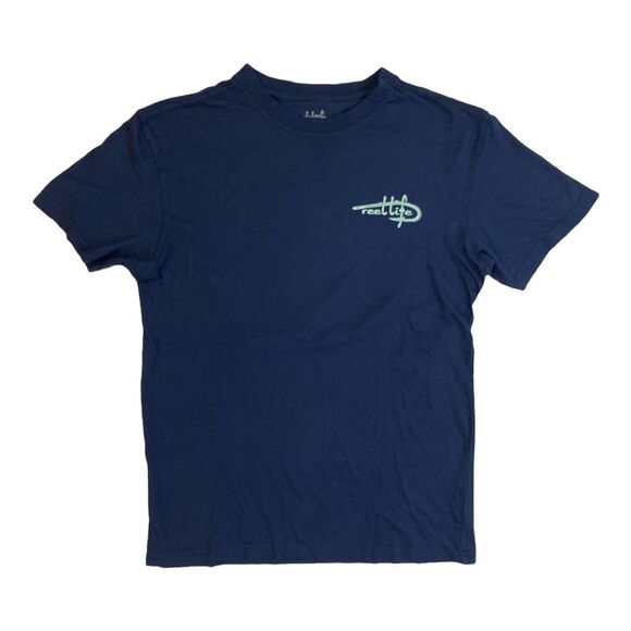 Reel Life Men's Ocean Washed Short Sleeve Soft Pre-Shrunk Tee - Dress Blues - Picture 1 of 2